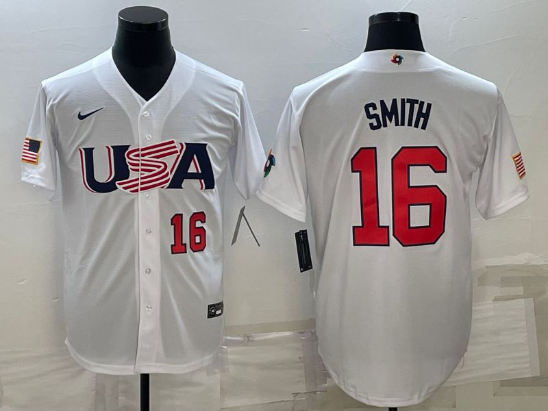 Men 2023 World Cub USA #16 Smith White Nike MLB Jersey5->more jerseys->MLB Jersey